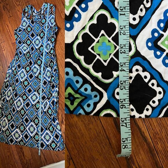 INC International Concept  Blue-Green Strappy Maxi Bodycon Dress Size XL Boho - Picture 8 of 17
